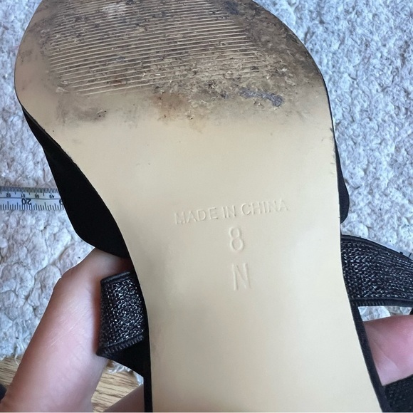 Mark Lemp Classics Elastic Criss Cross Straps Peep Toe Kitten Heel Size 8N - Picture 10 of 12